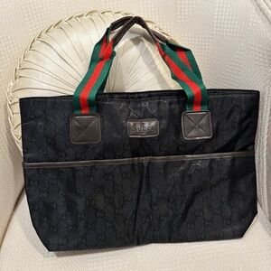 GG Fashion Luxury Designer Canvas Web Tote Bag